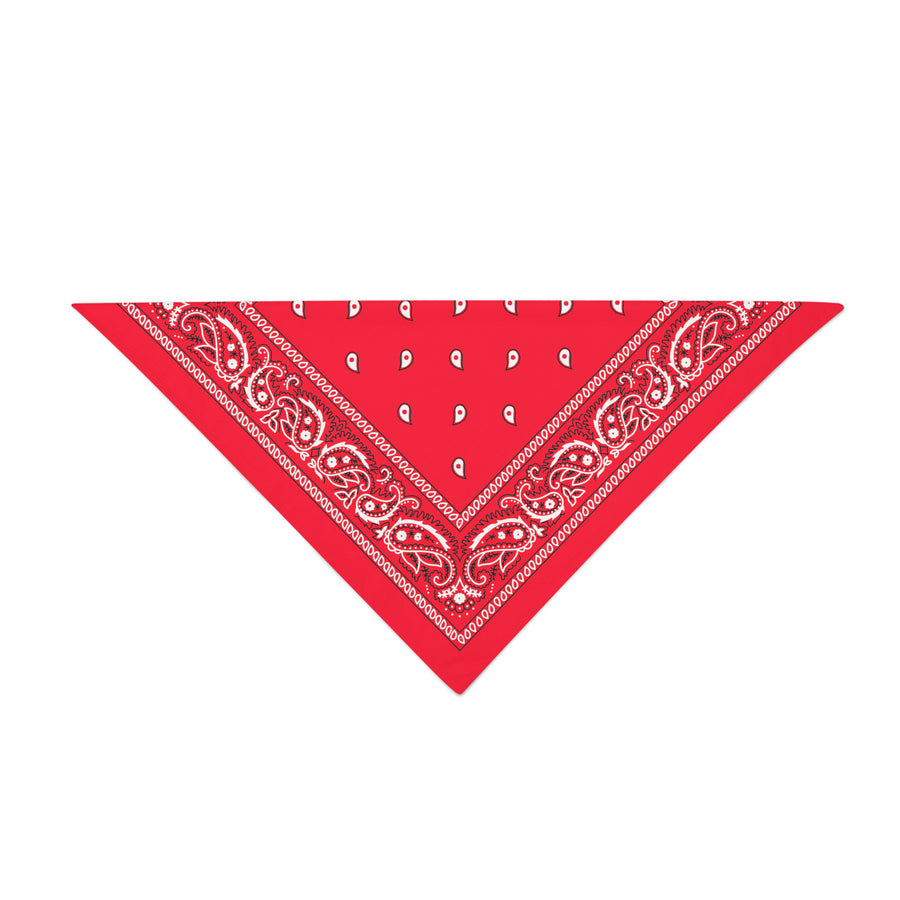 Red Paisley polyester triangular dog bandana
